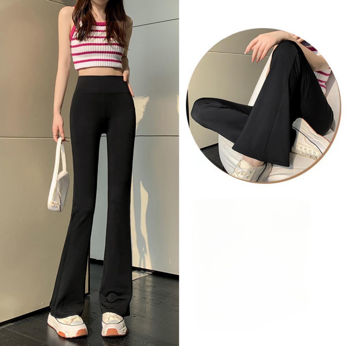 

Расклешенные брюки Shark Pants для женщин, брюки с завышенной талией, тонкие облегающие брюки с подтяжкой бедер, брюки для йоги в стиле «подкова» M чёрный