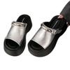 Small thick-bottomed cool slippers for women's outer wear 2025 summer new high-end metal buckle light bottom high-heeled sandals for women