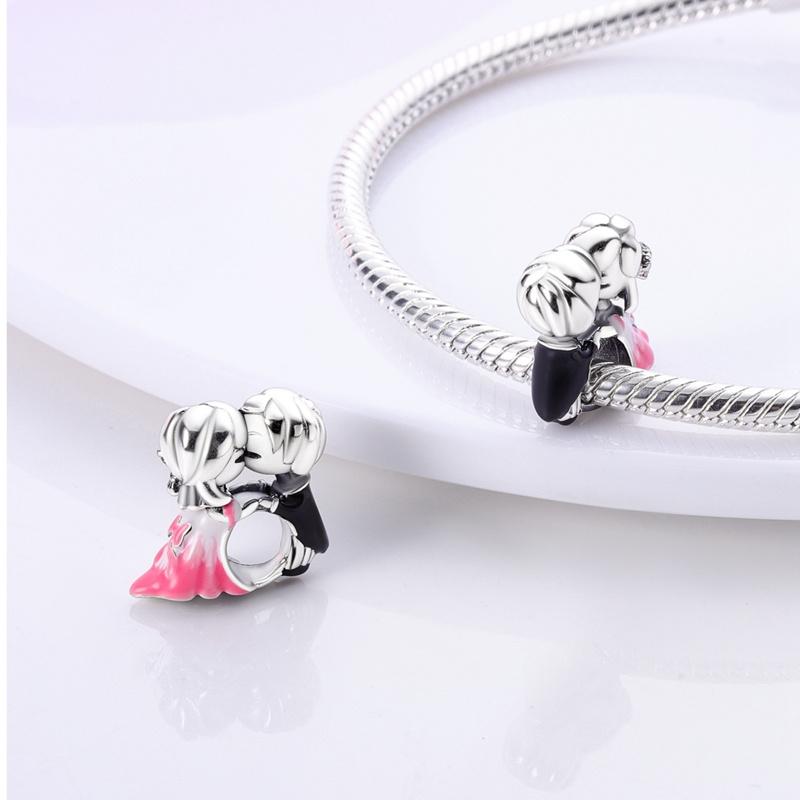 Original New Copper Little Bear Girl Pendantt Fit Pan Bracele Diy Beads For Women Birthday Fine Jewelry Gift