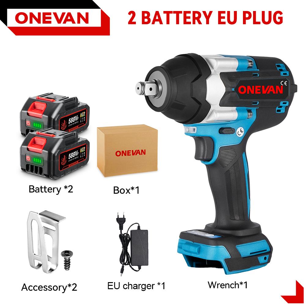 ONEVAN Torque Brushless Electric Impact Wrench 1/2 inch Screwdriver Cordless Wrench Power Tools For Makita 18V Battery