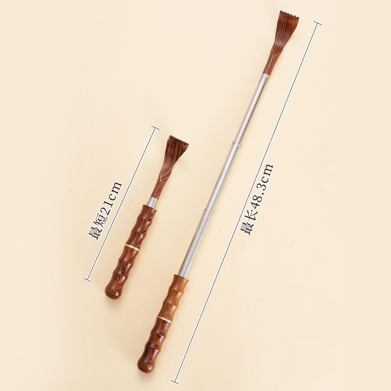 Portable Wooden & Stainless Steel Retractable Itch Scratcher