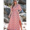 US Shiying Summer New Arrival Florals Backless Dress Female 2025 Seaside Vacation Style Side Slit Dress