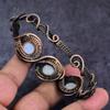 Natural Moonstone Gemstone Handmade Copper Wire Wrap Cuff Bangle Adjustable ET-4662