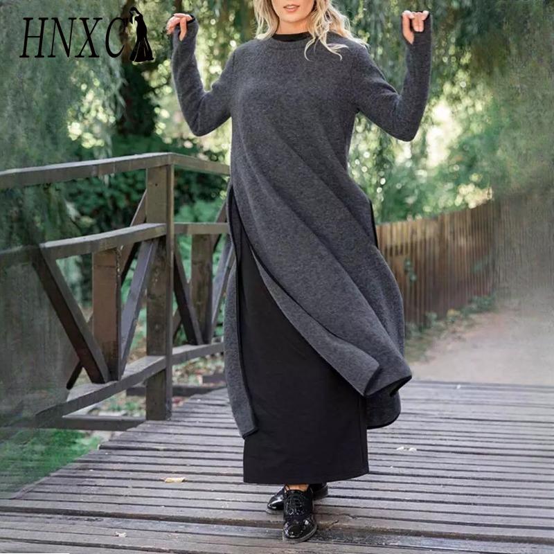 

HNXC Женская мода Весна Осень Однотонный принт Короткий рукав Длинный рукав Высокая талия Повседневные платья XXXXXL серый