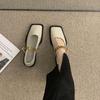 Metal Chain Square Head Retro Loafers Single Women's 2025 New British Versatile Mary Jane Small Leather Shoes Women