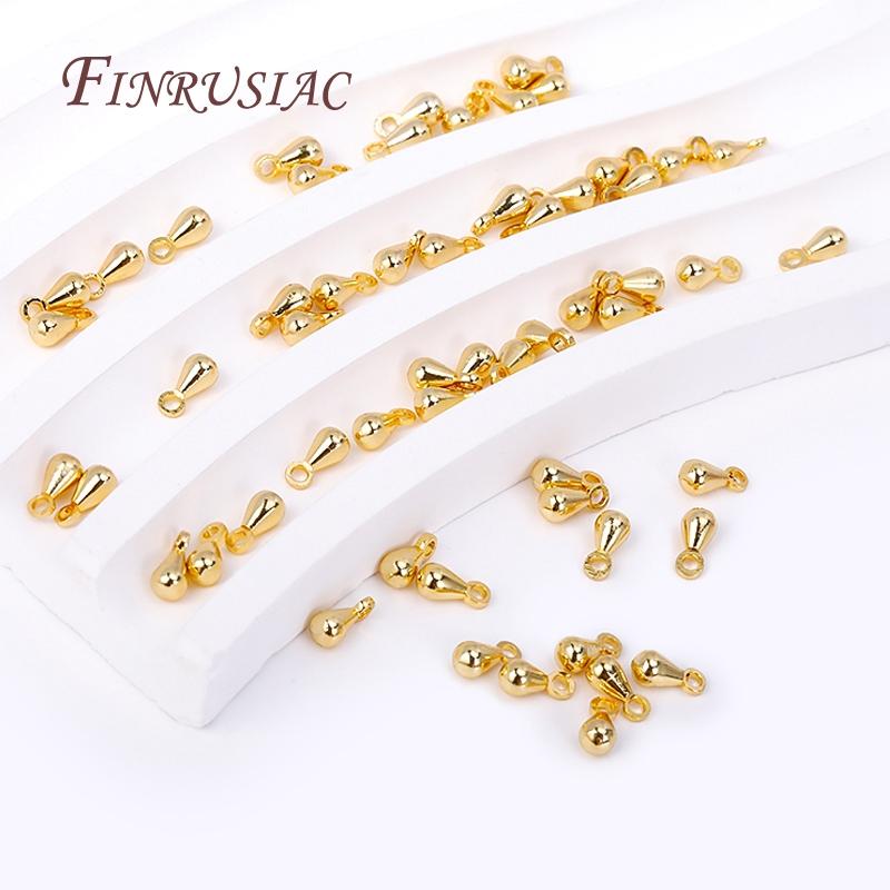18K Gold Plated Brass Metal Water Drop Pendant End Beads For Tail Extender Chain DIY Jewelry Making Supplies Accessories