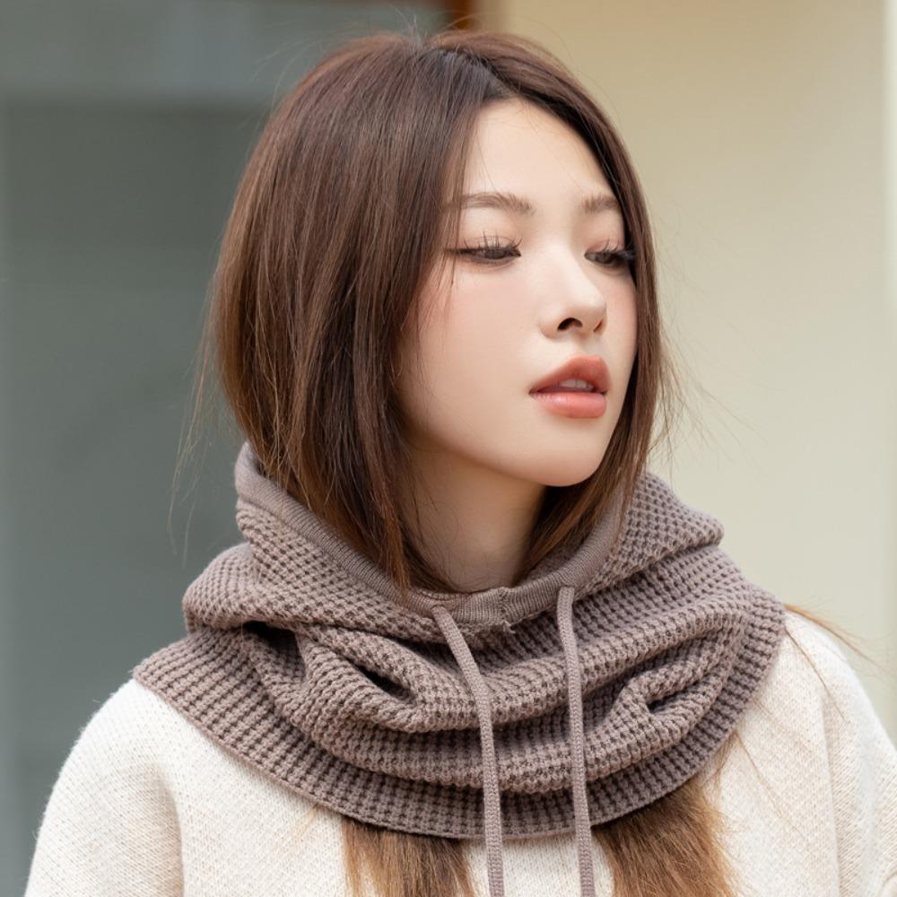 Warm Knitted Hooded Cap Ear Protection Scarf Hat Fashion Full-envelope Cap  Unisex