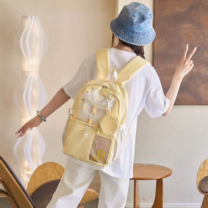 Korean sweet schoolbag girls junior high school students simple versatile backpack large capacity backpack leisure travel backpack
