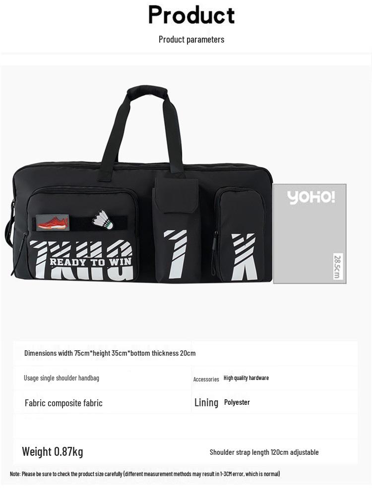 Single Shoulder Large Capacity Badminton and Tennis Sports Bag