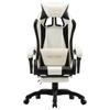 Gaming Chair with Footrest Black and White Faux Leather