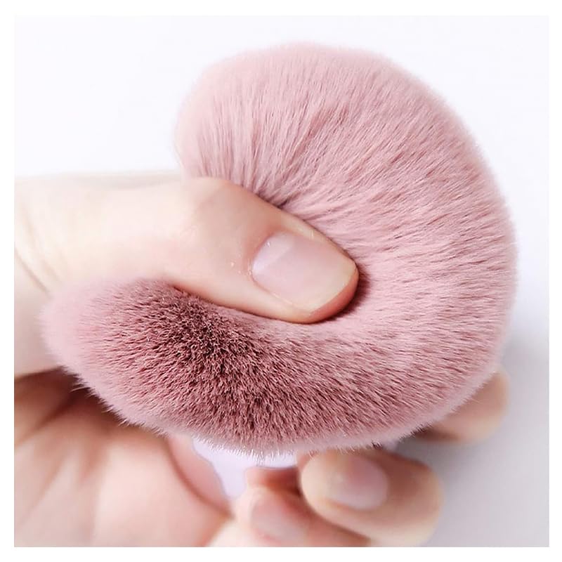 2-Piece Dual-Use Pink Soft Cosmetic Nail Art Brushes for Powder, Makeup, Face Foundation, Nail Dust, Cleaning, Acrylic Dipping, Powder, UV Gel