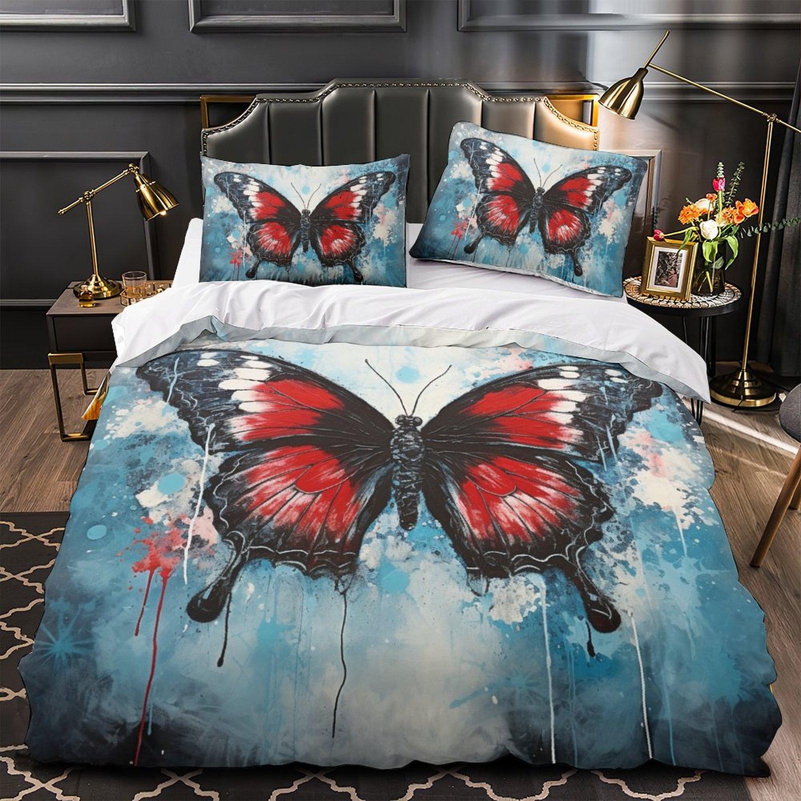 

3D красочный комплект постельного белья с бабочкой, модный быстросохнущий пододеяльник, наволочка, 2/3 шт., мягкий чехол для девочек и детей, для полноразмерной кровати Baby 100x135cm