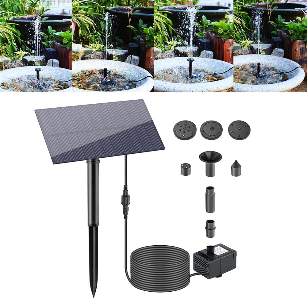 Solar-Wasserpumpe 5W 5V Solarenergie Wasserbrunnen Aquarium Pumpe Gartendekoration mit Erdspieß 180L/h für Pool Innen Vogelbad