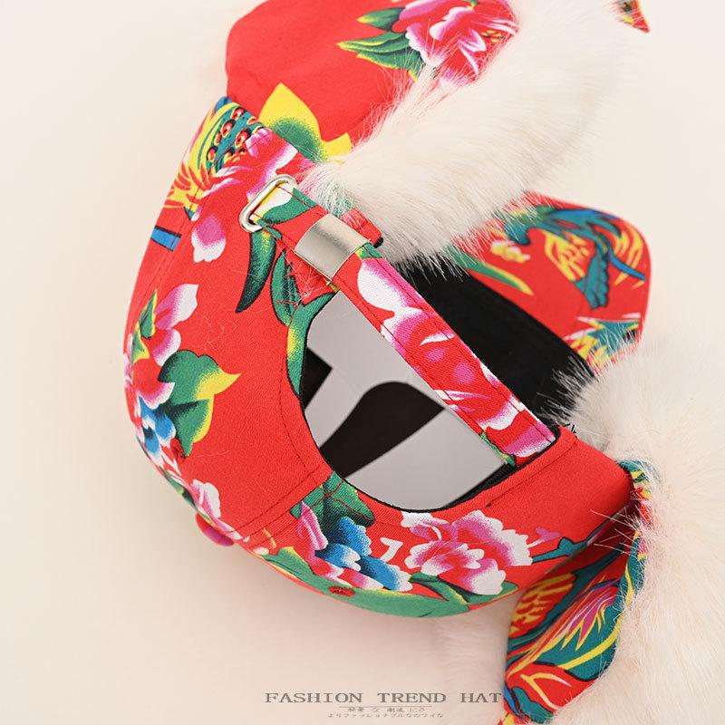 Big flower cap men's and women's winter thickened plush baseball cap outdoor cycling ear protector flying hat
