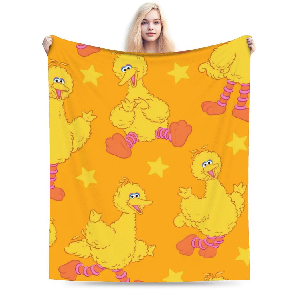 Sesame Street Cartoon Blanket Flannel Spring/Autumn Elmo Friends Breathable Warm Throw Blanket for Sofa Travel Bedspreads