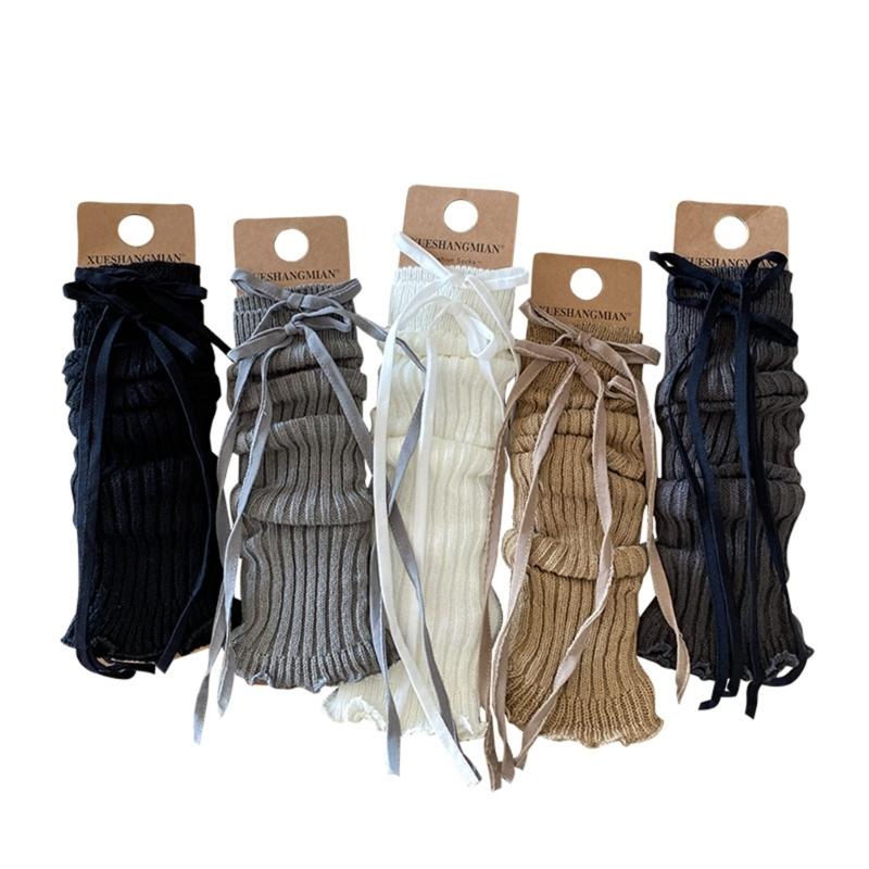 Sock Sleeves Fashionable Tie Bowknot Girls Stackable Socks Comfortable Leg Cover for Daily Wear and Parties