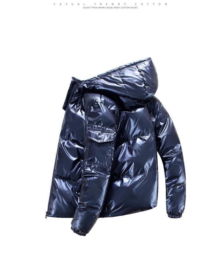Cappotto invernale in cotone lucido da uomo stile coreano, colletto alto corto, taglia grande alla moda, 2022
