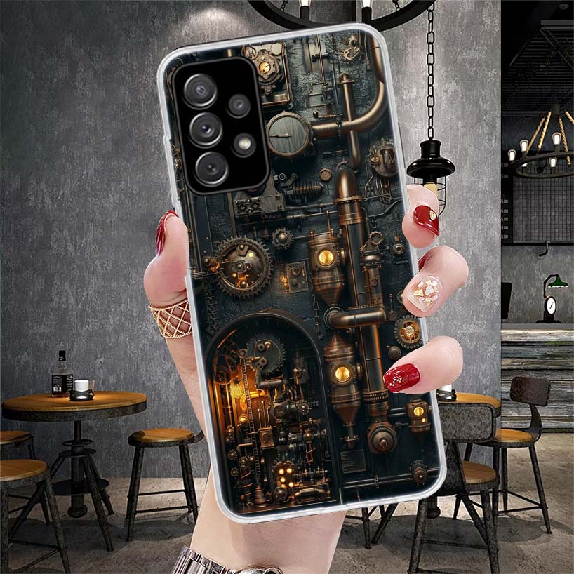 Steampunk Gear Mechanical Phone Case For Samsung Galaxy A12 A22 A32 A52 A72 A02S A51 A50S A71 A70 A31 A20S Note 20 Ultra S10 A10