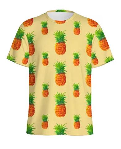 Tropical 3D Printed Pineapple T-Shirt Boys Summer Hawaiian Fruit Pattern T-Shirt Vacation Beach Short Sleeve