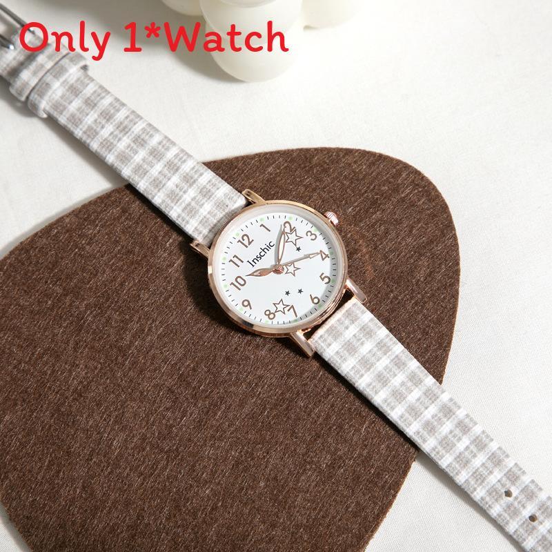 

Minimalist Quartz Watch For Girls With Luminous Hands And Leather Strap For Casual Wear белый