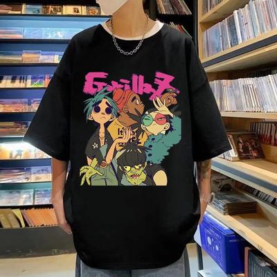 T-shirt manches courtes unisexe pour femmes, surdimensionné, style gothique, Hip Hop, tendance Band Gorillaz imprimé