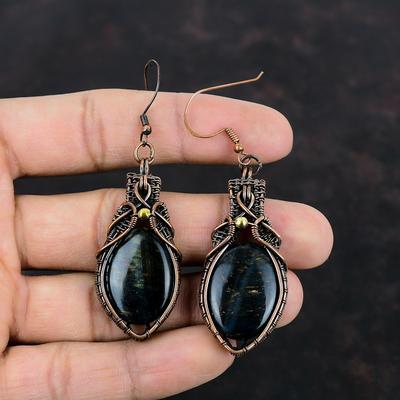 Orecchino Pietersite Orecchino Avvolto in Filo di Rame Gioielli in Rame Orecchini Fatti a Mano Orecchino con Pietra Preziosa Autentica Regali di Fidanzamento Gioielli Avvolti in Filo