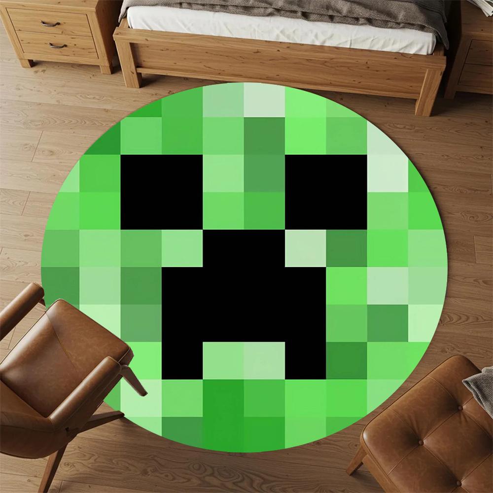 1pc My World Pixel Game, Creeper Round Chair Mat Area Rug - Non-Slip, Floor Mat for Office, Bedroom, Home Decor Christmas Gift P0811087