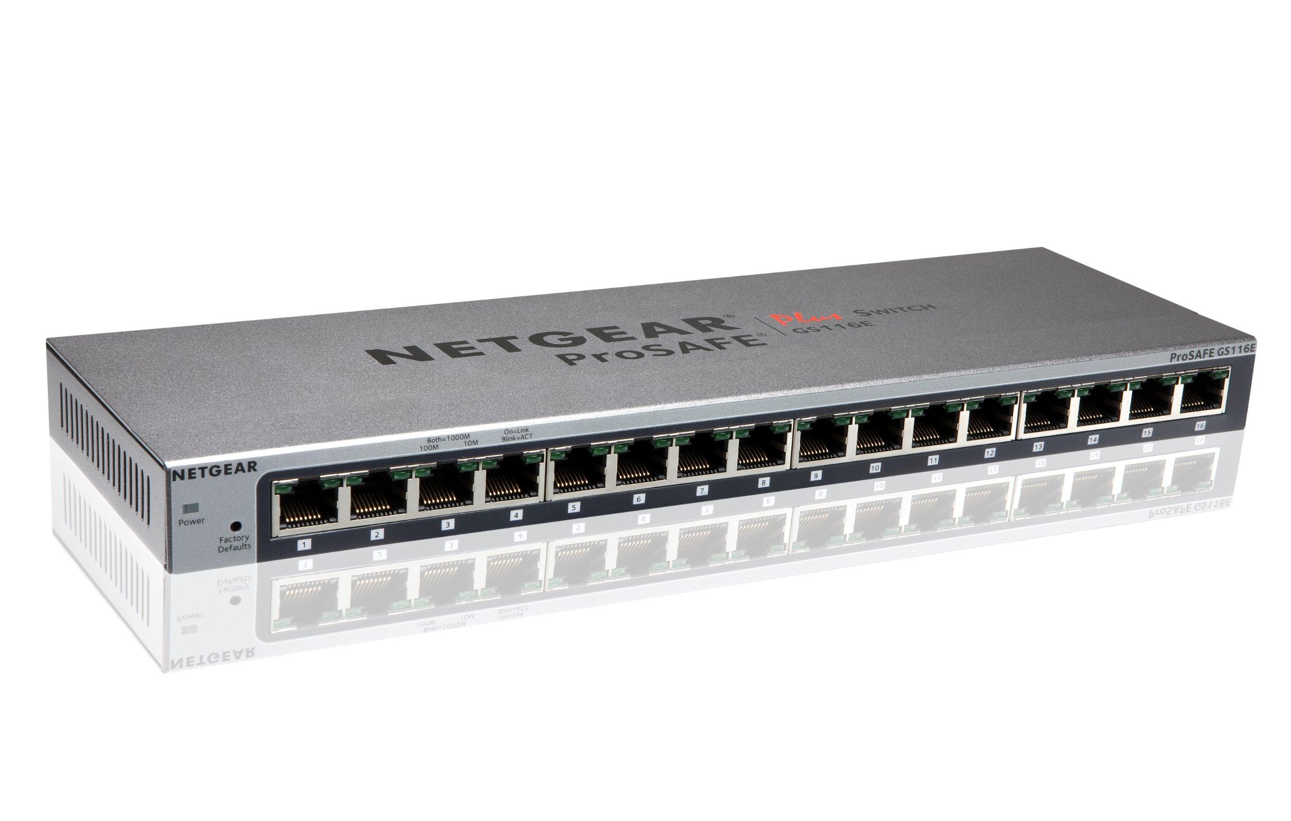 

знято з виробництва NETGEAR Tabletop Compact Unmanaged Plus Switching Hub GS116E Gigabit 16 Port VLAN QoS IGMP Quiet Power Saving [Виробник] срібний