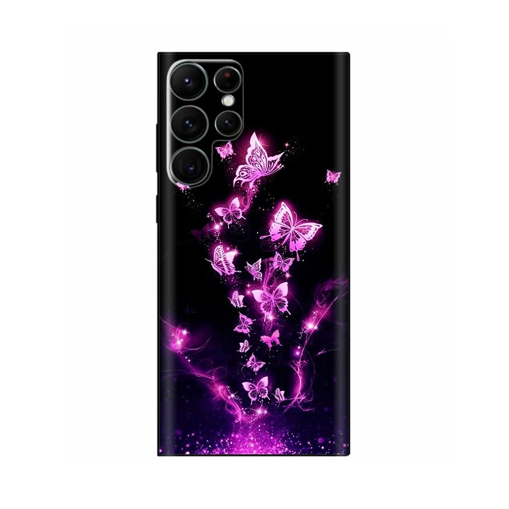 Flower Case For Samsung Galaxy S22 Ultra Phone Cases Fashion Soft Liquid Silicone Back Cover For Samsung S22 5G S22+ Plus Fundas