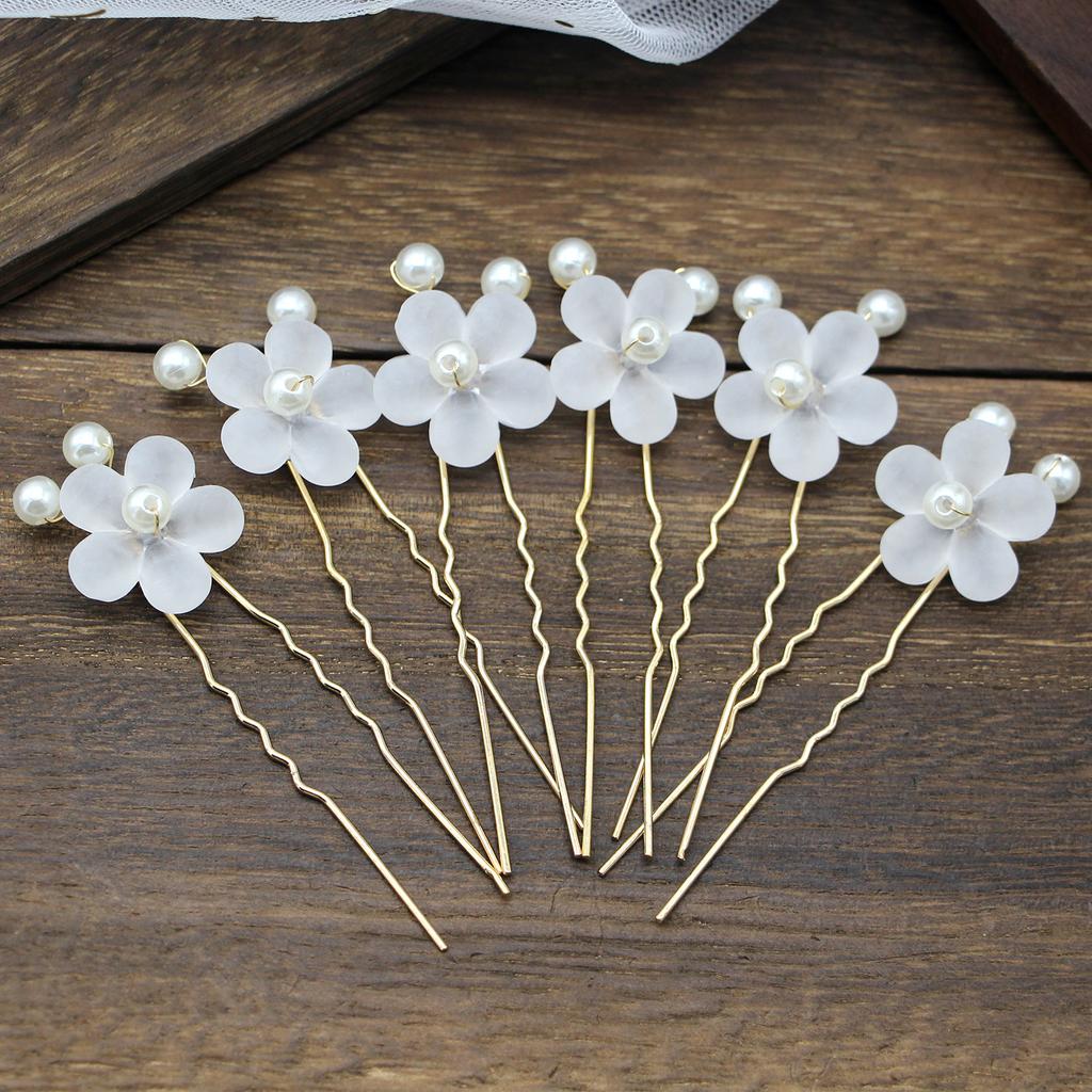 6PCS Bridal Wedding Hair Accessories Gold Color Leaf Hair Pins Clips for Women Jewelry Bride Headpiece Headwear Headdress Gifts
