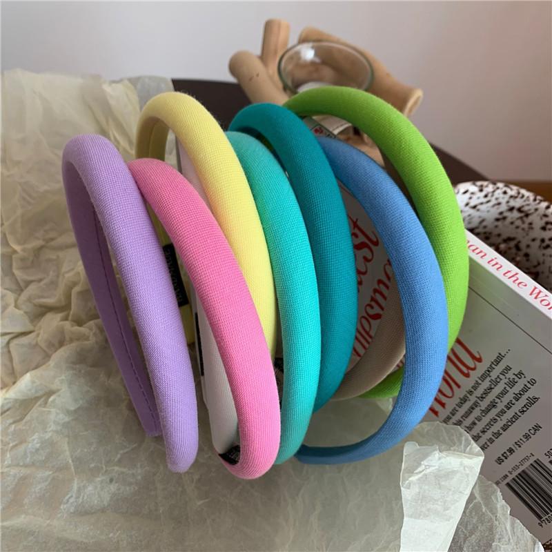 Sweet Candy-colored Fine-style Sponge Hairband for Girls, A New Trendy Korean Version of French-style Colorful Headband Hair Accessory