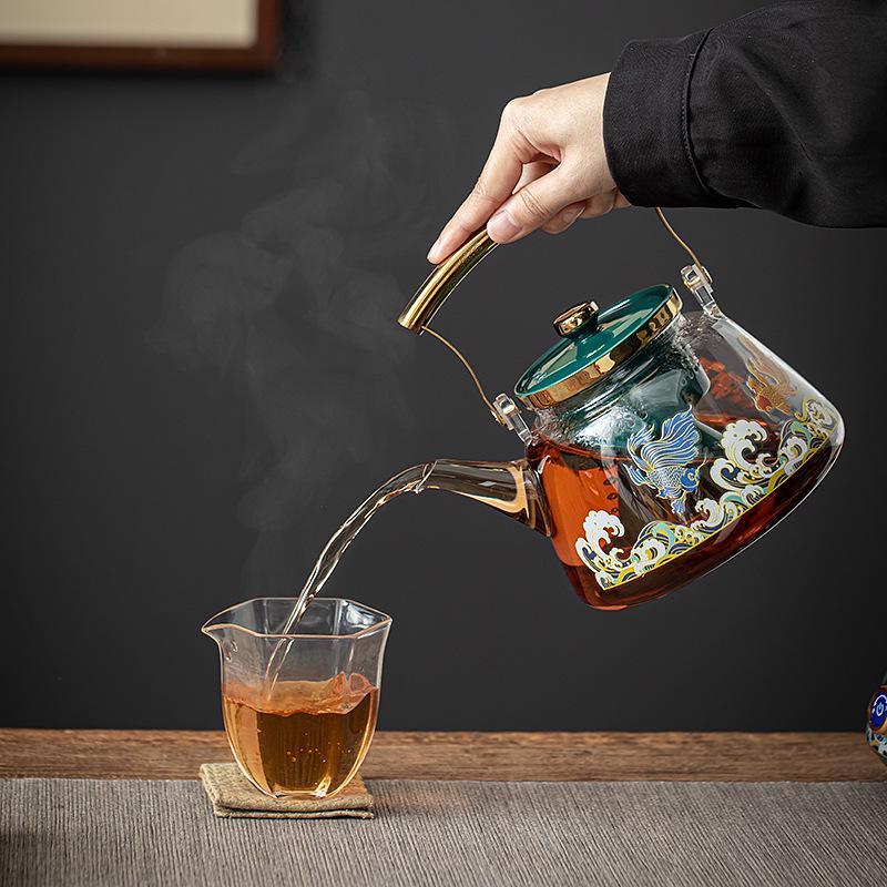 Electric Ceramic Tea Brewer with Heat-Resistant Glass Kettle - Fully Automatic Steam Heating Tea Boiler