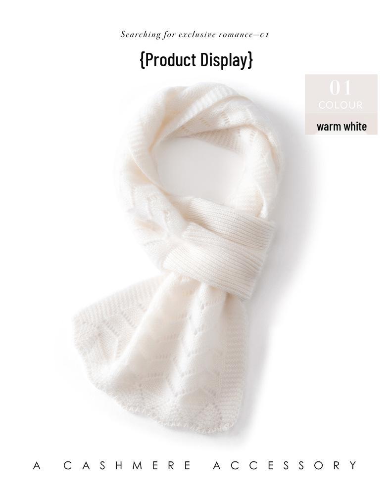 Women's 100% Pure Cashmere Scarf - Hollow Knit Solid Color, Warm & Versatile Neck Warmer