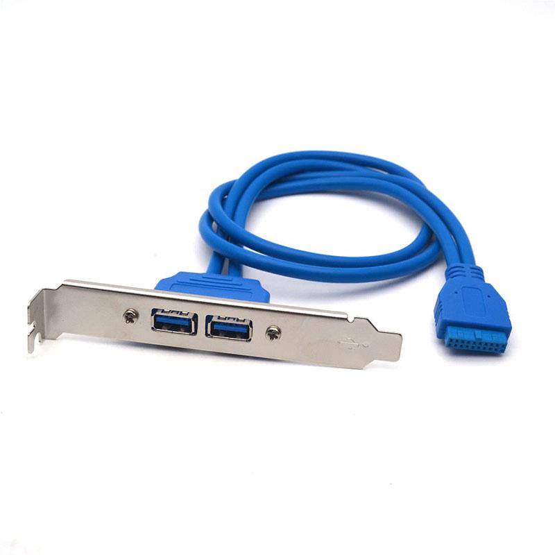 

2 Ports USB 3.0 Female Back Panel To Motherboard 20pin Header Connector Cable Adapter With PCI Slot Plate Bracket 50cm Other