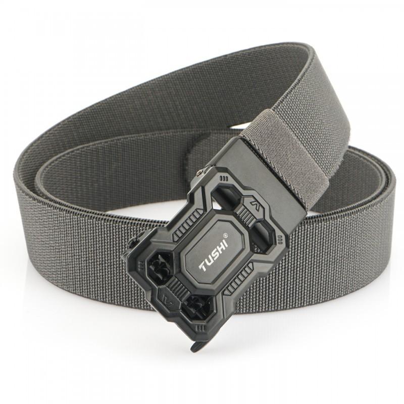 

3.8 Elastic Automatic Buckle Outdoor Military Fan Mountain Climbing Belt Without Tightening Waist Knitted Nylon 120cm темно-сірий