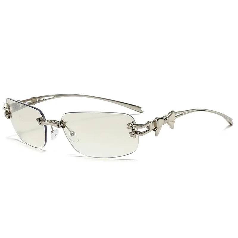 Fashionable Frameless Sunglasses Women Metal Frame Unisex UV400 Protection Summer Glasses High-End Eyewear