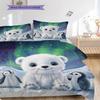 Polar Bear Pattern Bedding Quilt Set Quilt Cover Pillowcase Home Decoration Birthday Gift (1 * Duvet Cover + 2 * Pillowcase, Without Core)