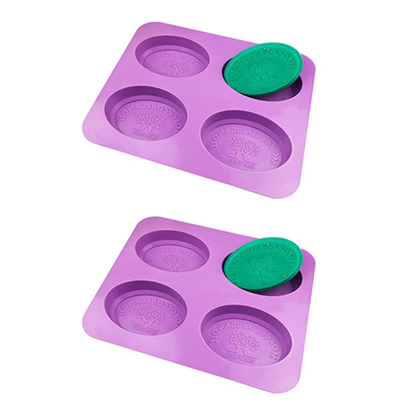 Silicone Soap Mold For Soap Making 4 Cavity Oval Shape Soap Mould Reusable Homemade Soap Making Mold Cake Bakeware Mould