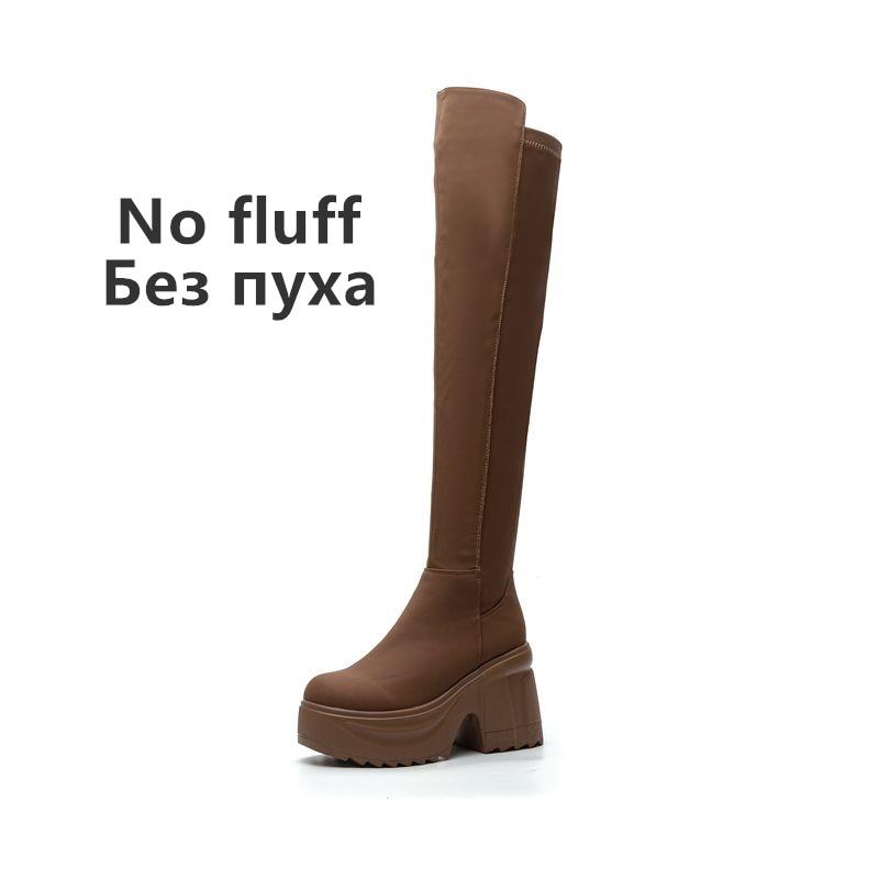 Damen Reiterstiefel Damen Overknee Stiefel Absatzhöhe 10cm Plateau Stretch Skinny Stiefel Damen