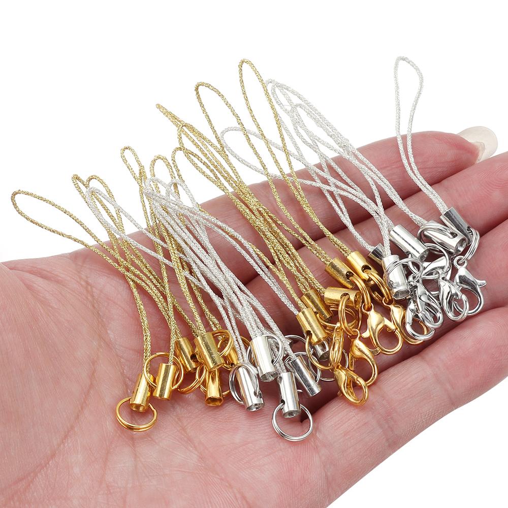 20pcs/lot Polyester Lanyard Double Ring Lobster Clasp Rope Keychains Cellphone Hook Keyring Bag Accessories For Key Ring Making