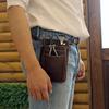TOURBON Gardening Pouch, Pruning Shears Pouch, Leather Scissor Case Bag, Gardening, Florist, Waist Pouch, with Shoulder Strap (Dark Brown)