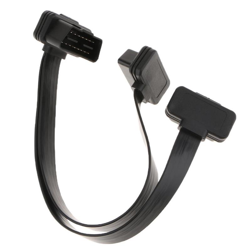 Car ODB II ODB2 16 Pin Male To Dual Female Flat Cable Adapter
