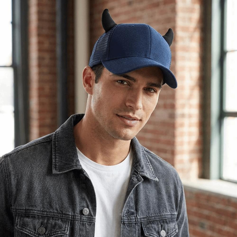 Breathable Ox Horn Baseball Cap Sun-proof Baseball Hats Casual Sport Trucker Hat Cosplay