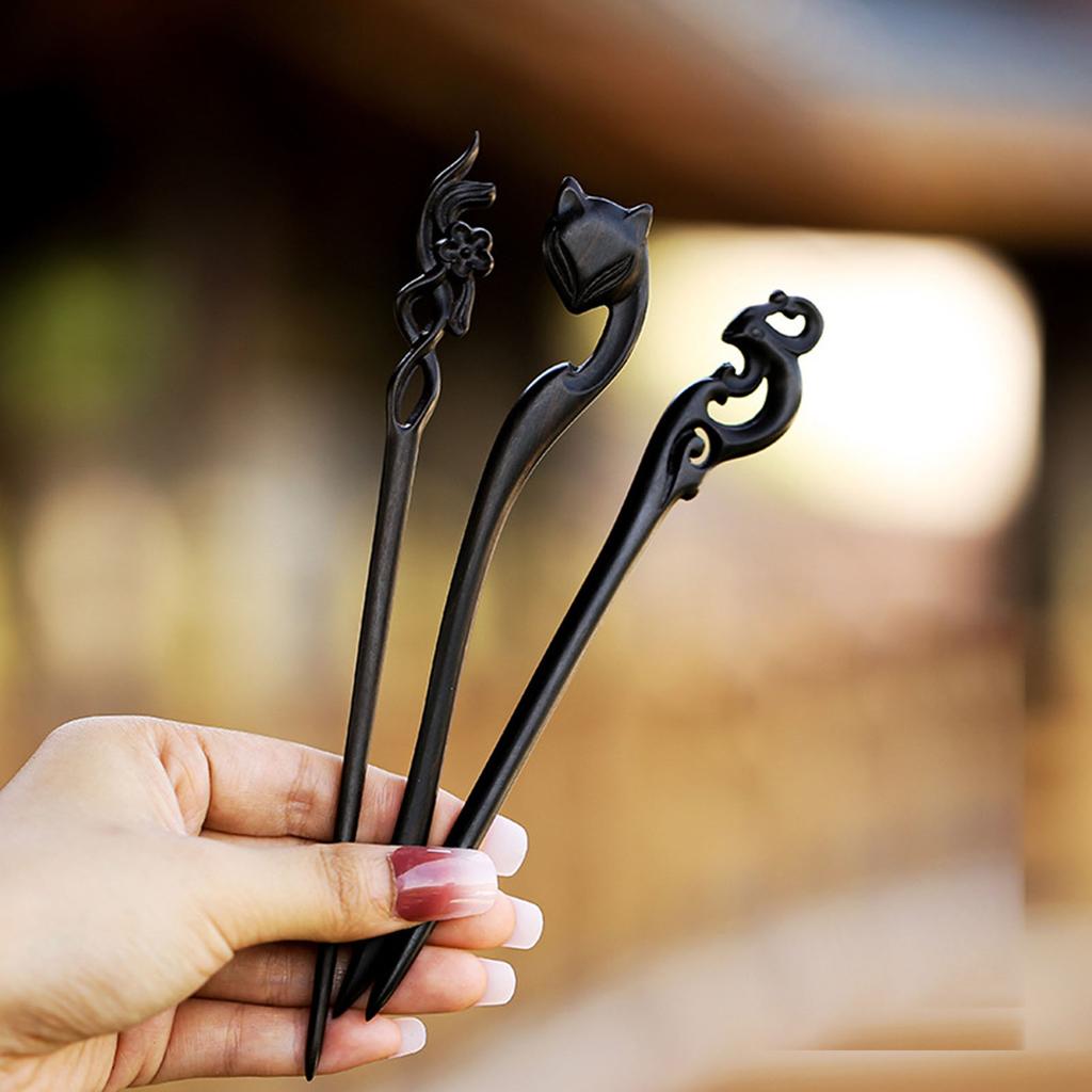 Female Ethnic Style Hairpin Stable Grip Smooth Edge Hair Stick Headdres for Chinese Hanfu Cosplay Costume