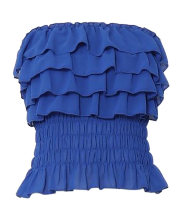 

Платье женское Mauna Loa шифоновое с оборками без бретелей повседневное размер M синее