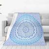 Blue Blanket Bohemian Style Ring 3D Print Comfortable Flannel Blanket for Home Living Room Bedroom Decor Birthday Gift for Adult
