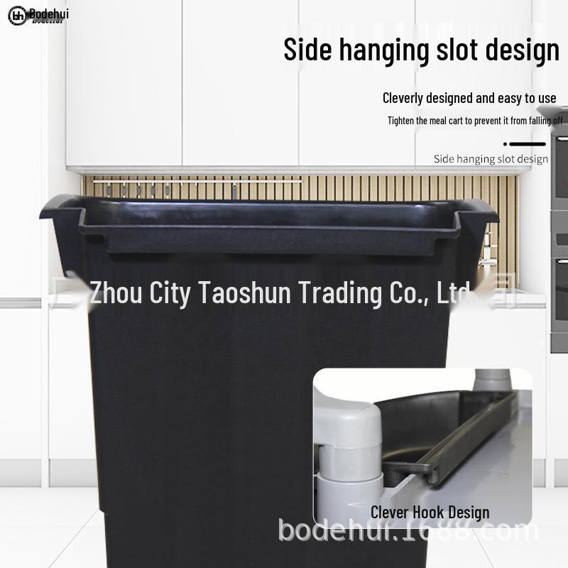 Enhanced Food Collection Cart with Long/Short Hanging Buckets, Restaurant Clearing Bin, and Tableware Collection System.