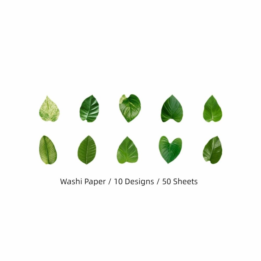 50Pcs Self-adhesive DIY Leaf Paper Stickers Leaf Shape DIY Scrapbooking Yellow Autumn Leaves Series Washi Paper Stickers