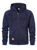 Men's Multi-Pocket Zip-Up Hooded Cardigan: European/American Style, Loose Fit, Stand Collar, Perfect for Spring, Autumn, Winter.