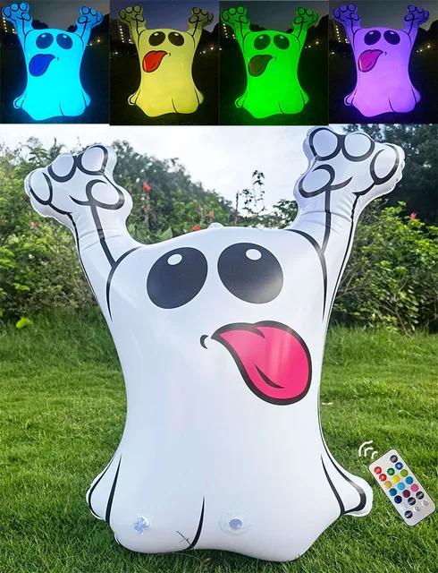 Großer Halloween Aufblasbarer LED Fernbedienung Beleuchteter Kürbis Augapfel Ballon Spukhaus Außendekoration Horror Requisite